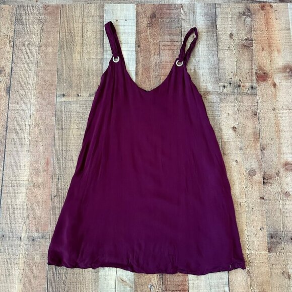 Forever 21 Womens Burgundy Sleeveless Dress With Metal Grommet Straps Size M - Picture 1 of 6